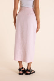 Shop Two T's Midi Skirt in Textured Linen | Pink Rose - Two T's