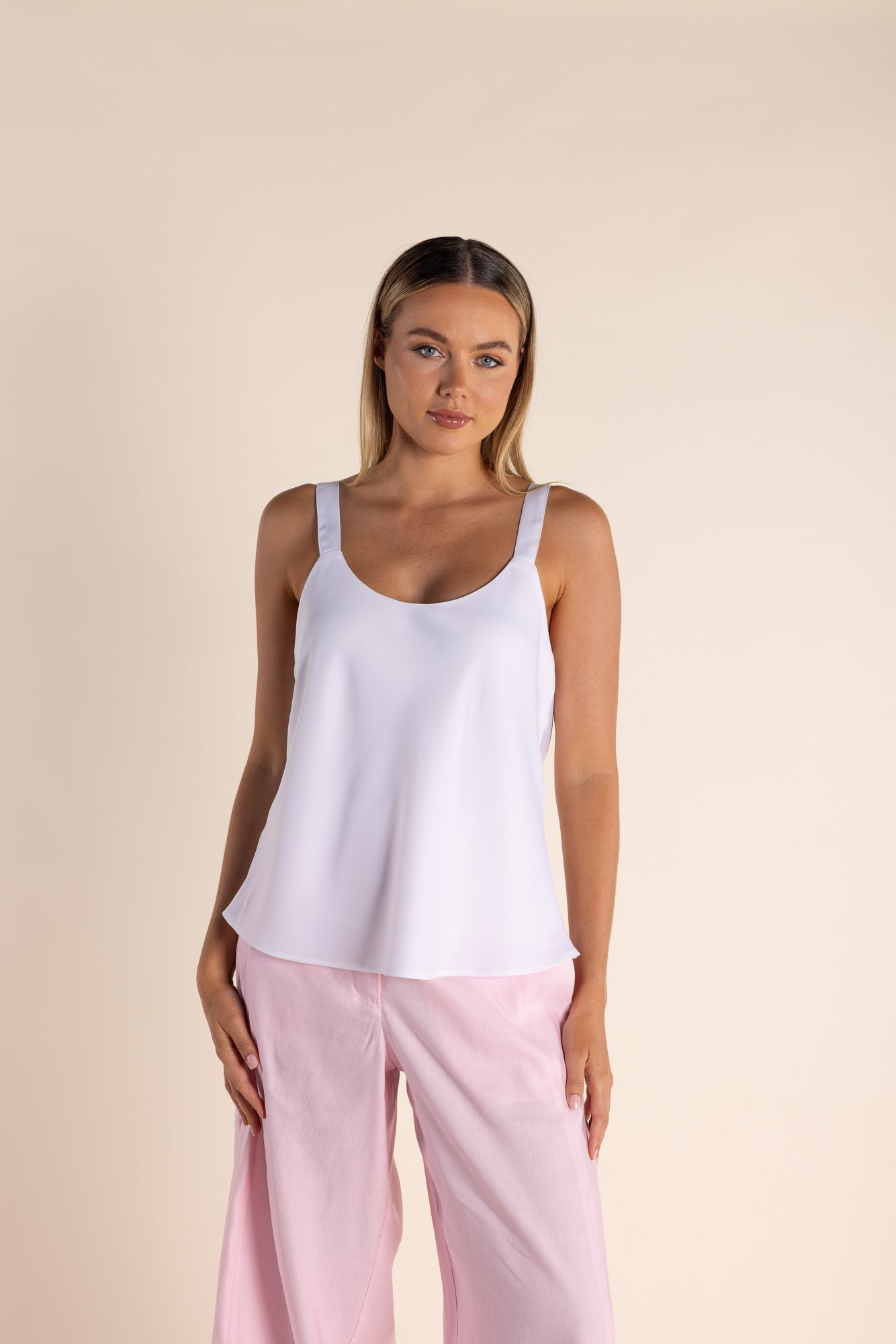 Shop Two T's Satin Cami | White - Two T's