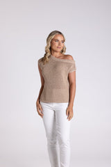 Two-T's Tape Yarn Boat Neck Sweater