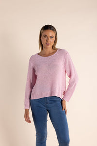 Shop Two T's Tape Yarn Knit 7/8 Sleeve | Pink Rose - Two T's