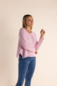 Shop Two T's Tape Yarn Knit 7/8 Sleeve | Pink Rose - Two T's