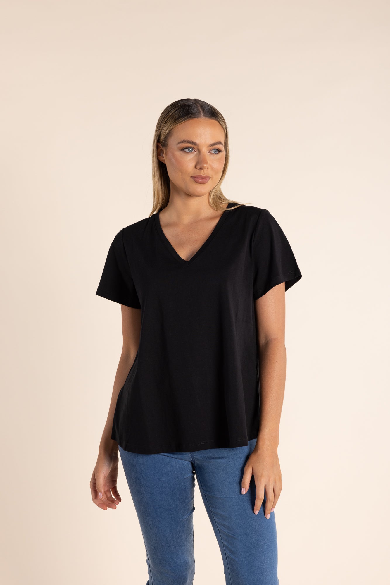 Shop Two T's V - Neck T-Shirt | Black - Two T's