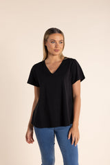 Two-T's V-Neck T-Shirt – Black