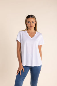 Shop Two T's V - Neck T-Shirt | White - Two T's