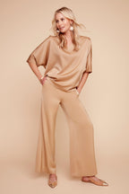 Shop UP! Pants Belize Satin Short Sleeve V Neck Top - UP! Pants
