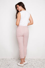 Shop UP! Pants Pink Stripe Techno Button-Tab Cropped Pant 68883 - UP! Pants
