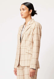 Shop Venus Ponte Blazer │ Oatmeal Check - ONCEWAS