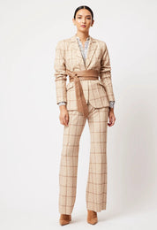 Shop Venus Ponte Blazer │ Oatmeal Check - ONCEWAS