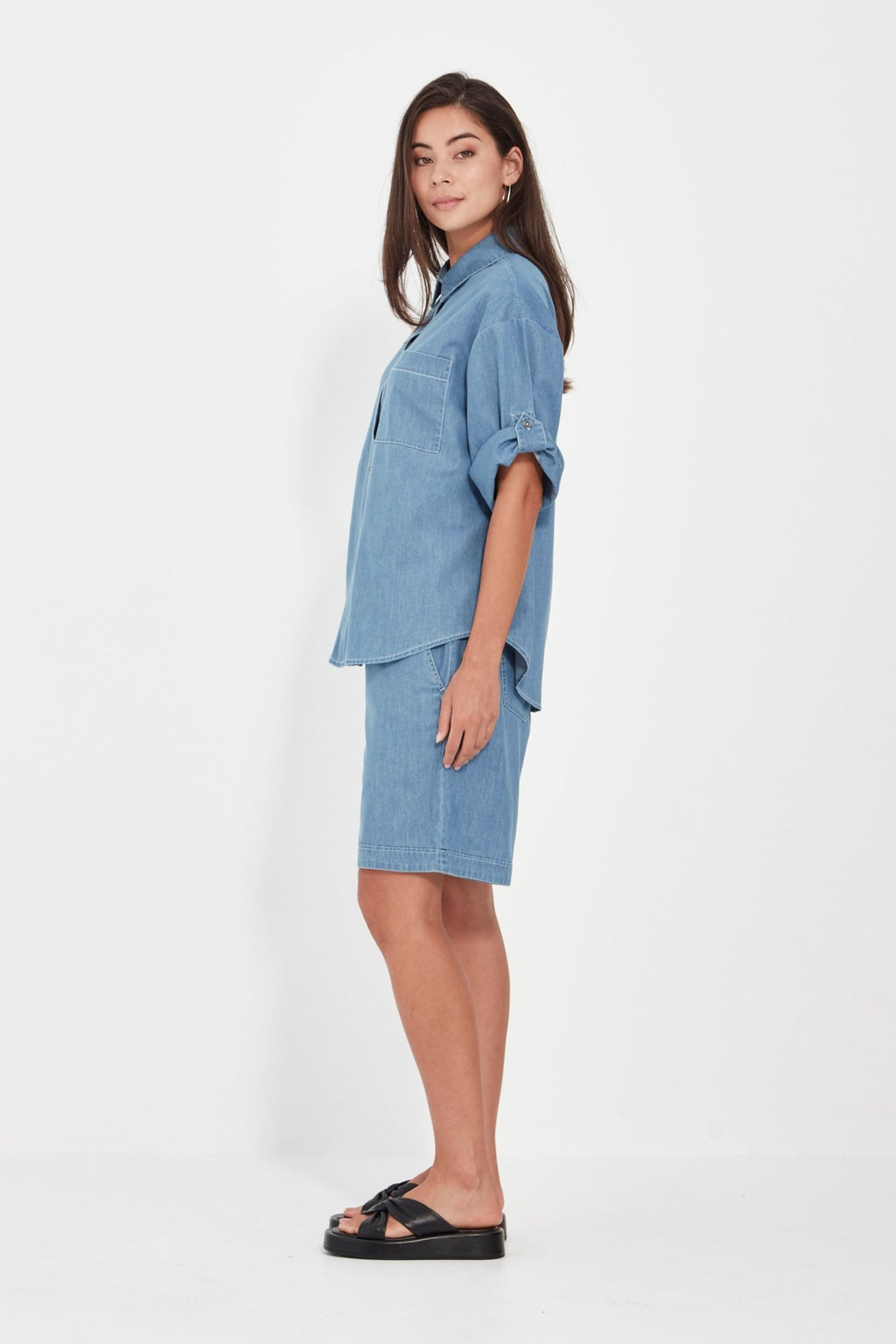Shop Verge Alex Chambray Denim Shirt - Verge