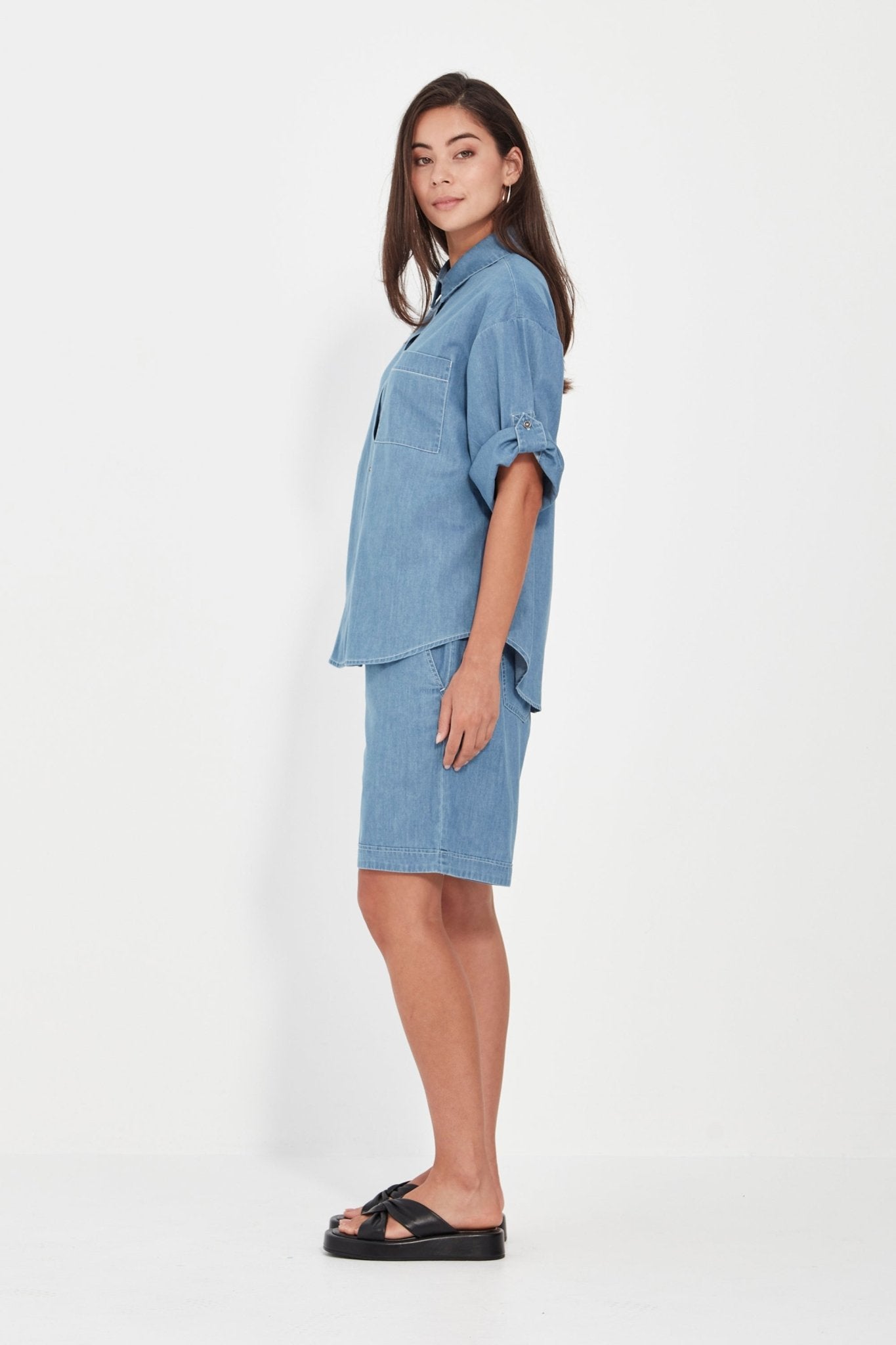 Shop Verge Alex Chambray Denim Shirt - Verge