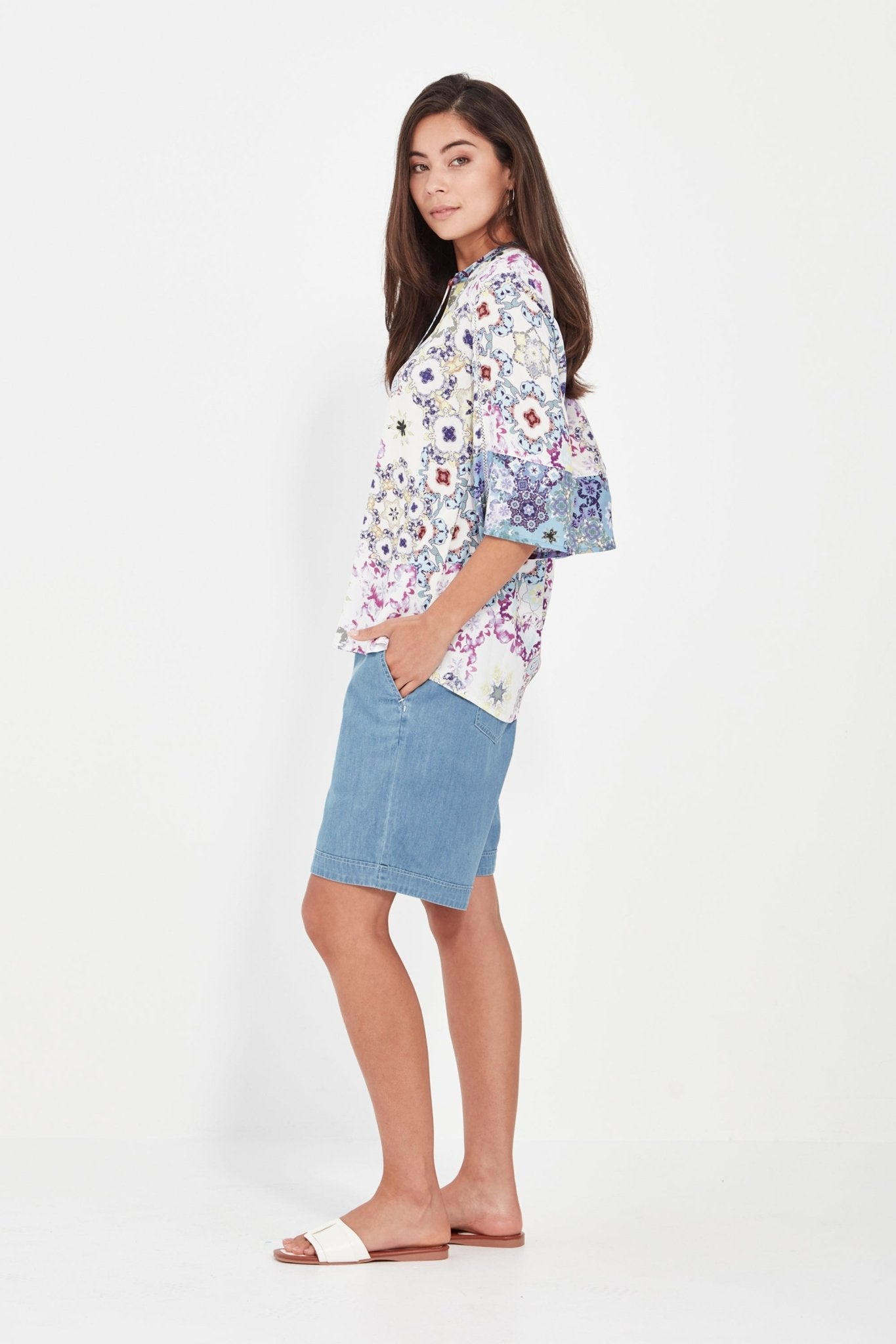 Shop Verge Alex Chambray Denim Short - Verge