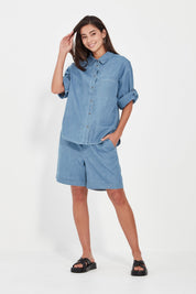 Shop Verge Alex Chambray Denim Short - Verge