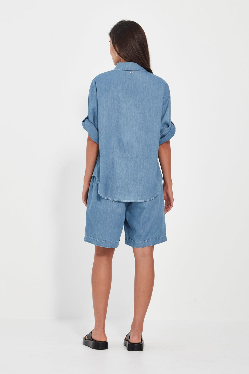 Shop Verge Alex Chambray Denim Short - Verge