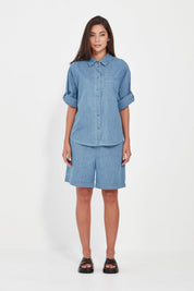 Shop Verge Alex Chambray Denim Short - Verge