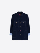Vilagallo Frederica Navy Blue Stretch Embroidered Jacket