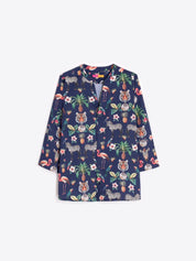 Shop Vilagallo Juiet Navy Jungle Disco Marino Print Shirt - Vilagallo