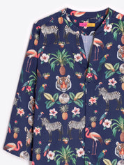 Shop Vilagallo Juiet Navy Jungle Disco Marino Print Shirt - Vilagallo