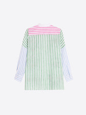 Shop Vilagallo Stripe Linen Embroidered Shirt - Vilagallo