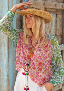 Shop Viscose Blouse | Pink/Green - Place du Soleil