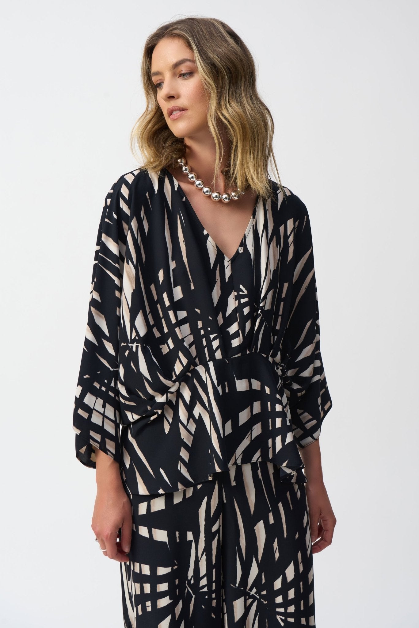 Shop Woven Tropical Print Peplum Top - JOSEPH RIBKOFF