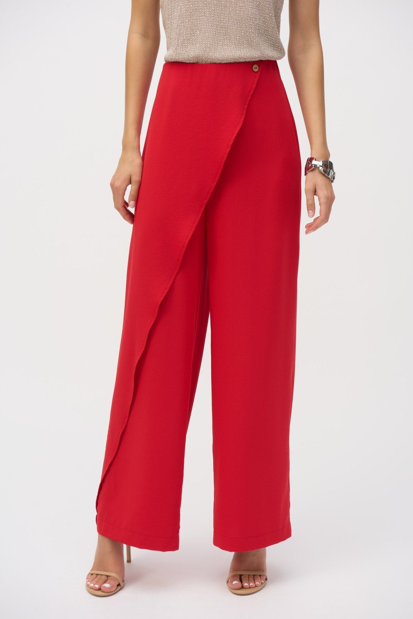 Shop Woven Wide - leg Pants With Asymmetrical Overlay - Joseph Ribkoff