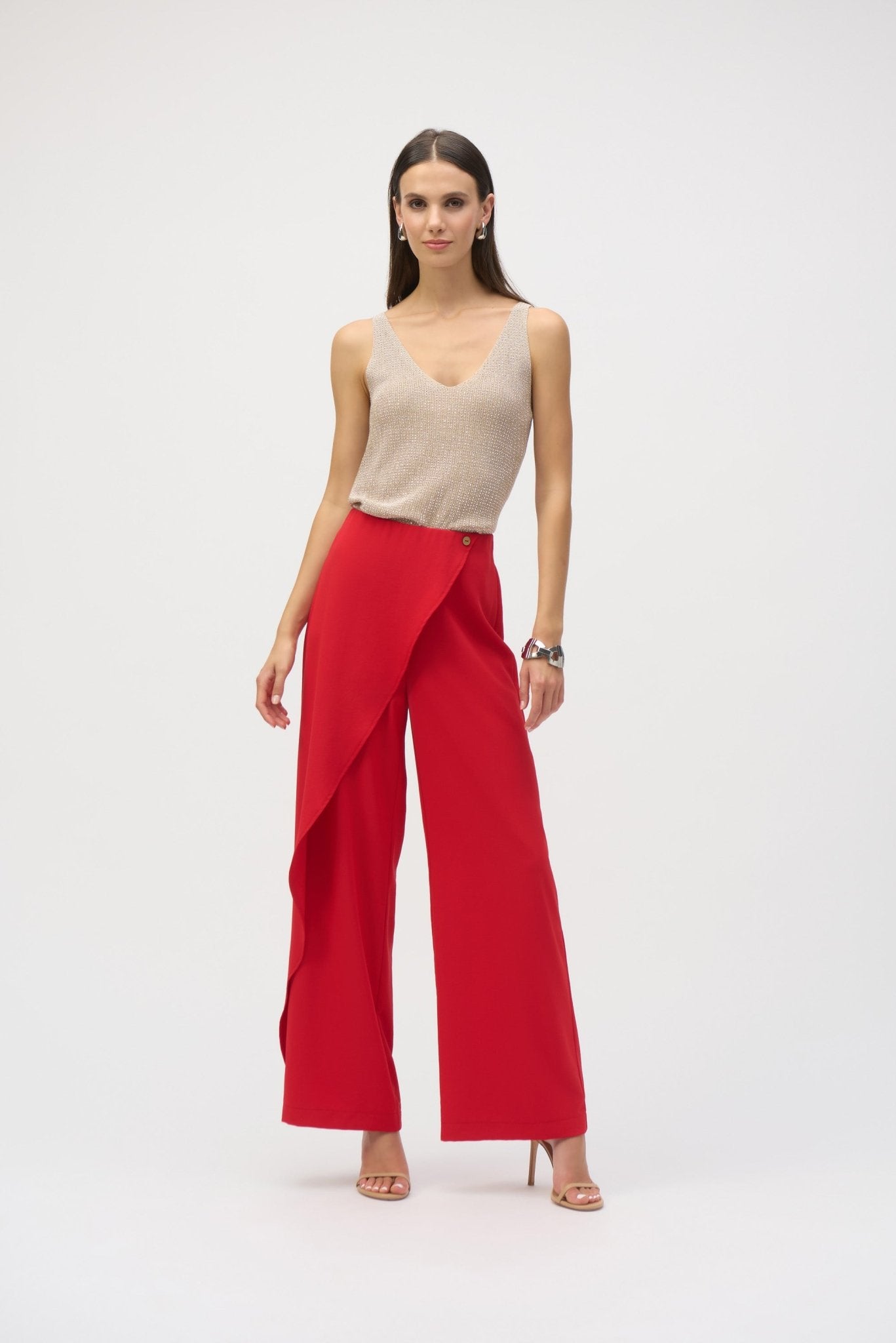 Shop Woven Wide - leg Pants With Asymmetrical Overlay - Joseph Ribkoff