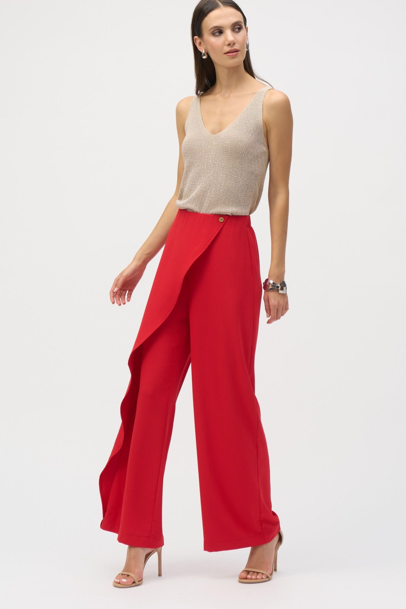 Shop Woven Wide - leg Pants With Asymmetrical Overlay - Joseph Ribkoff