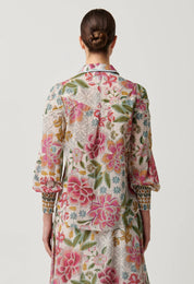 Shop Wren Lace Cotton Slub Shirt in Azalea Fields - OnceWas