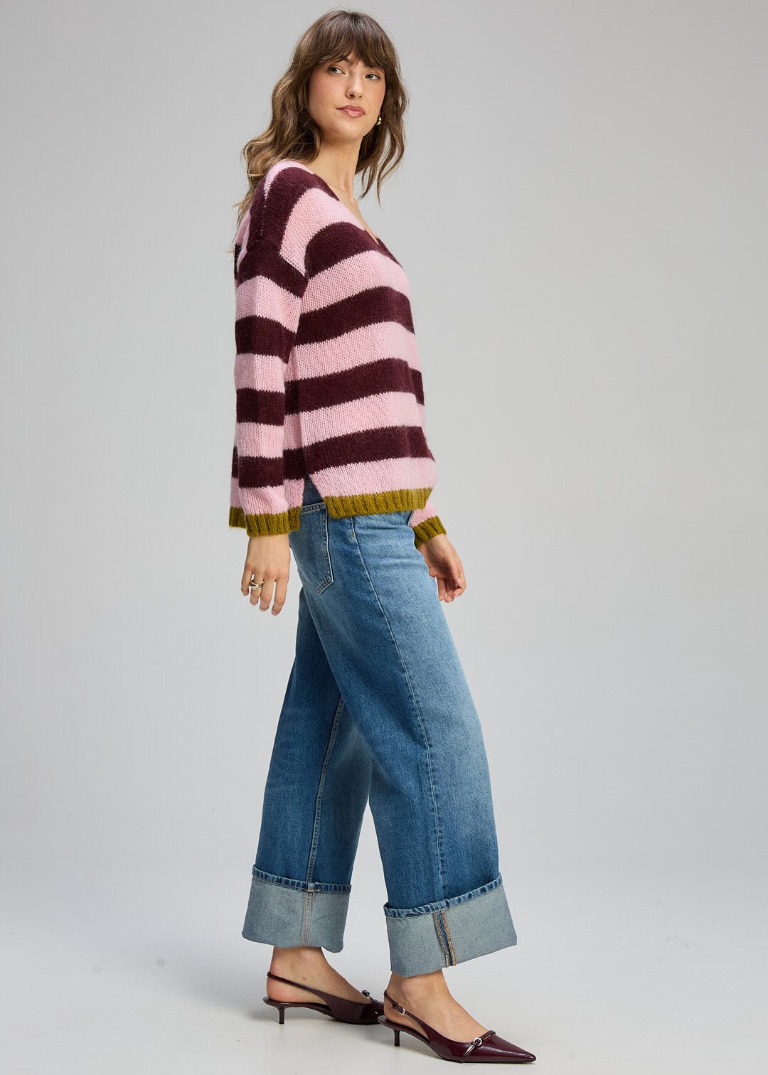 Shop Zaket & Plover Cozy Kid Stripe V Jumper - Zaket & Plover