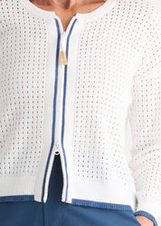 Shop Zaket & Plover Pointelle Zip Cotton Cardi - Zaket & Plover