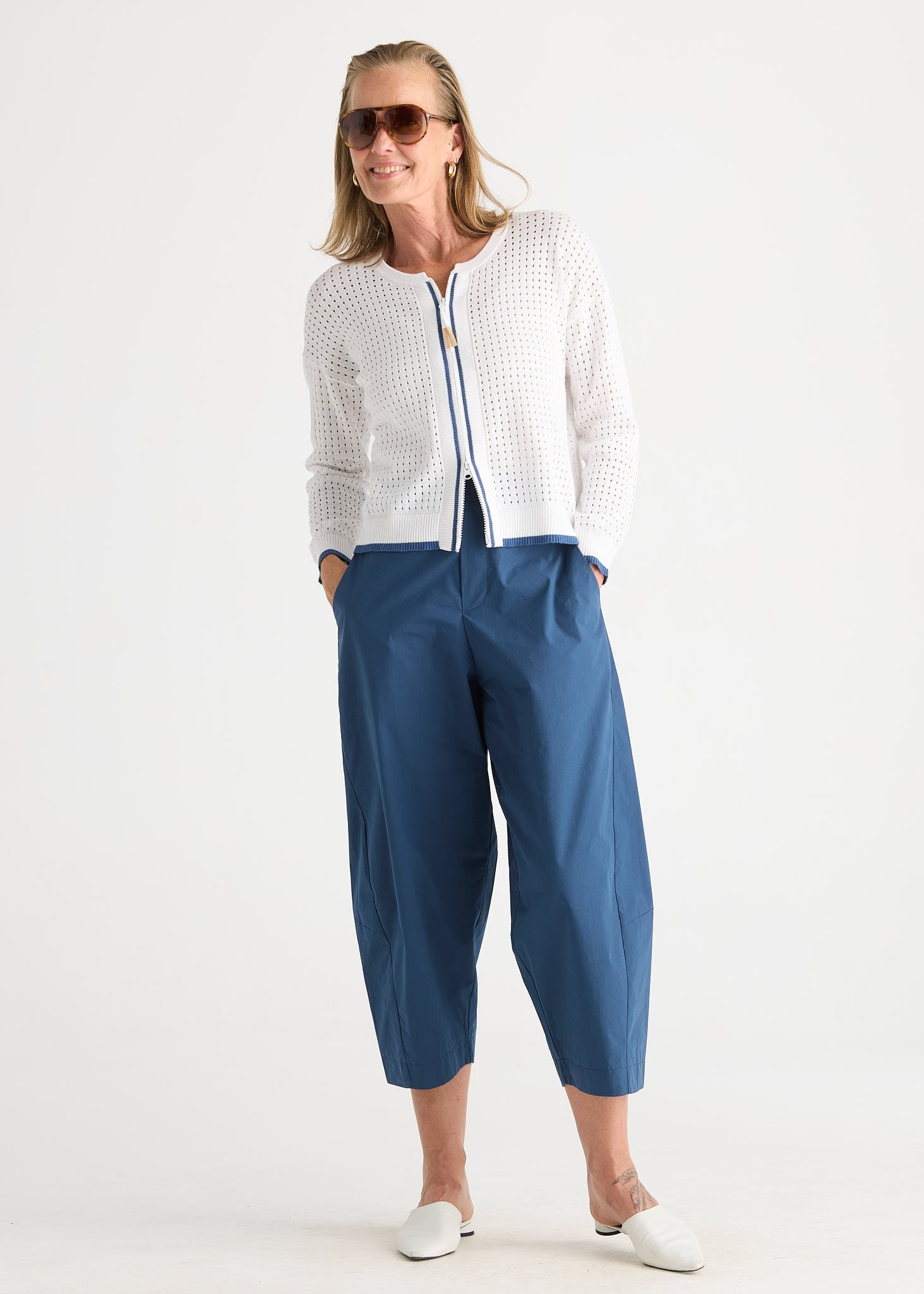 Shop Zaket & Plover Pointelle Zip Cotton Cardi - Zaket & Plover