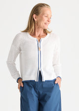 Zaket & Plover Pointelle Zip Cotton Cardi