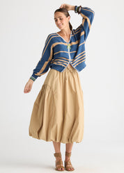 Shop Zaket & Plover Statement Zip Cotton Stripe Cardi - Zaket & Plover