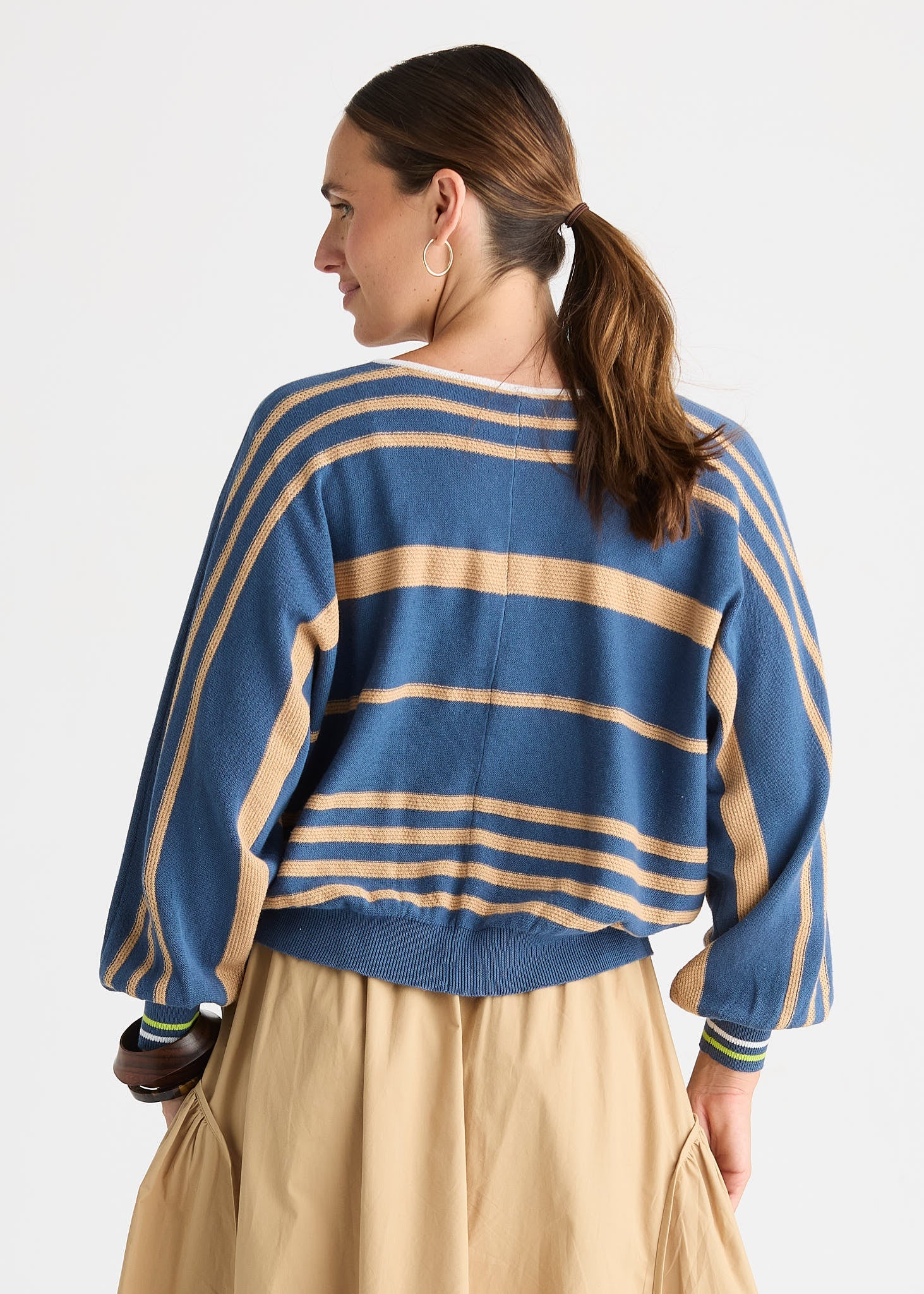 Shop Zaket & Plover Statement Zip Cotton Stripe Cardi - Zaket & Plover
