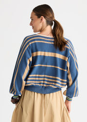 Shop Zaket & Plover Statement Zip Cotton Stripe Cardi - Zaket & Plover