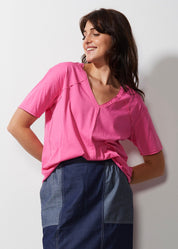 Shop Zaket & Plover V Neck Cotton Tee | Hot Pink - Zaket & Plover