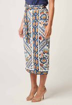 Shop Zenobia Fringe Midi Skirt in Petinos Floros - OnceWas