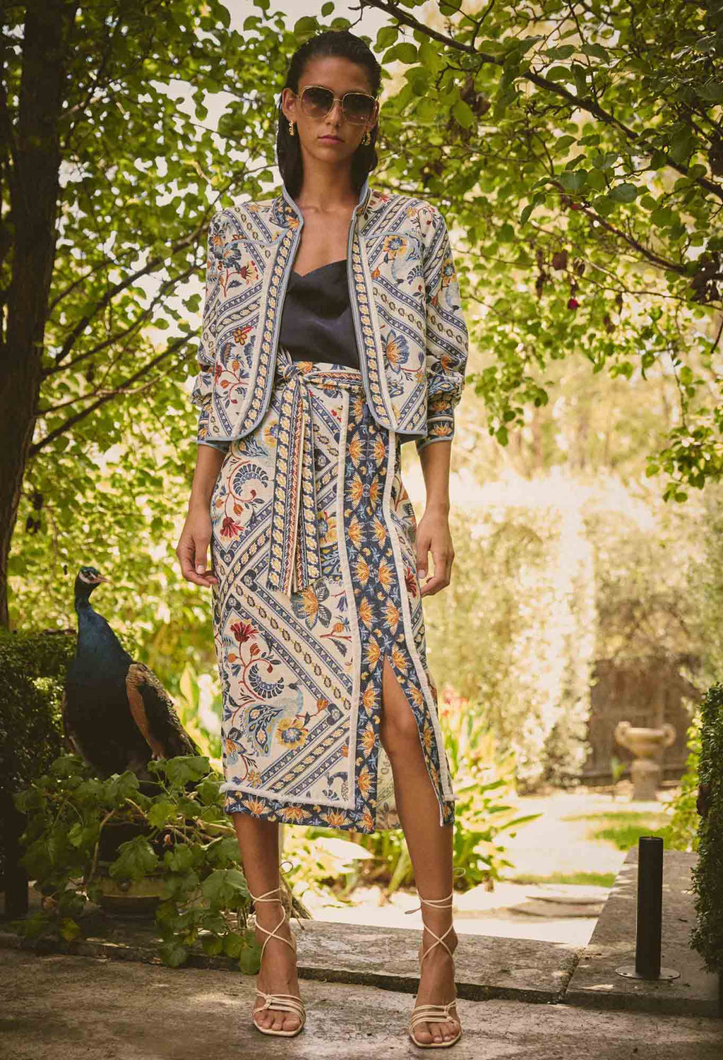 Shop Zenobia Fringe Midi Skirt in Petinos Floros - OnceWas