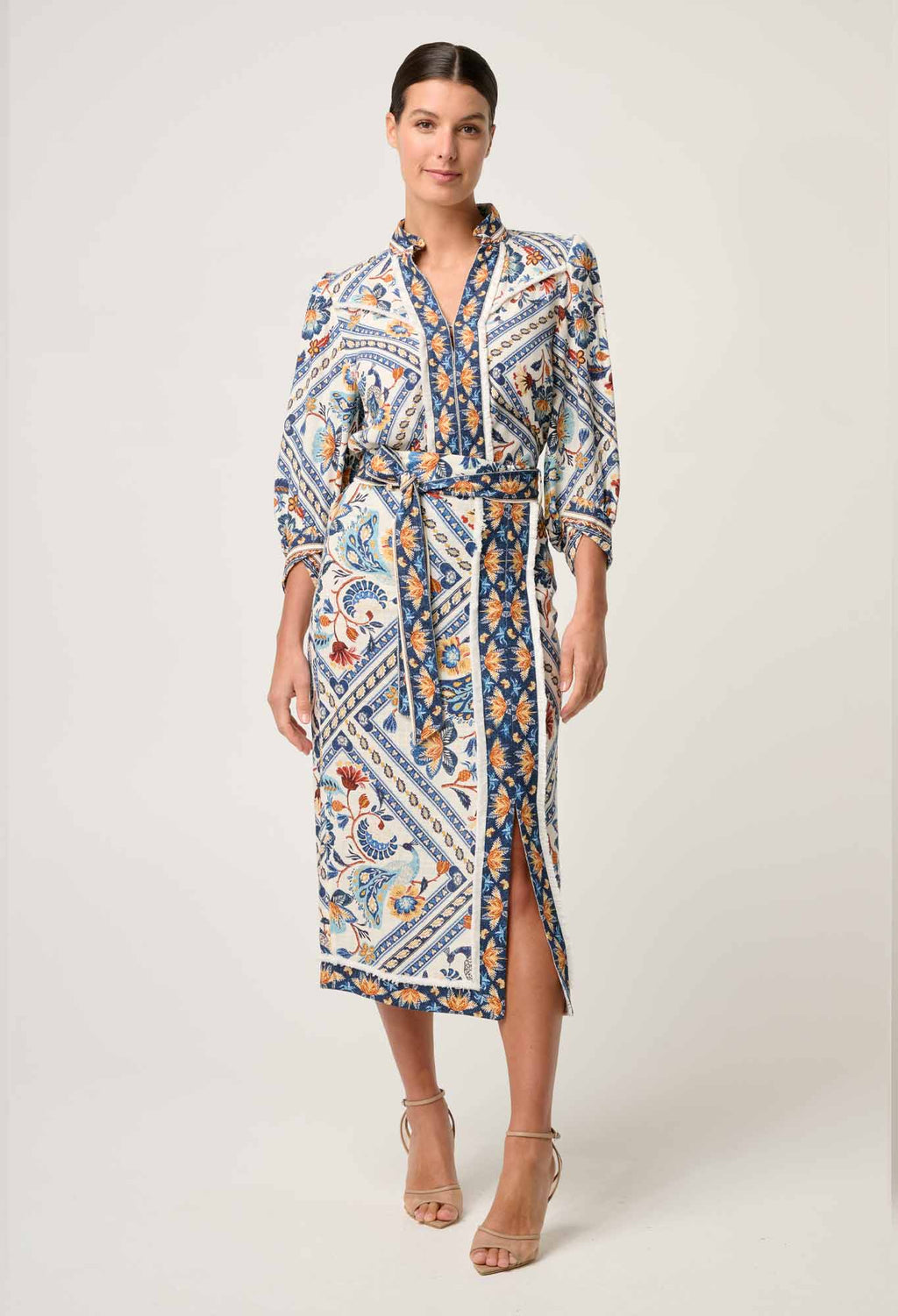 Shop Zenobia Fringe Midi Skirt in Petinos Floros - OnceWas