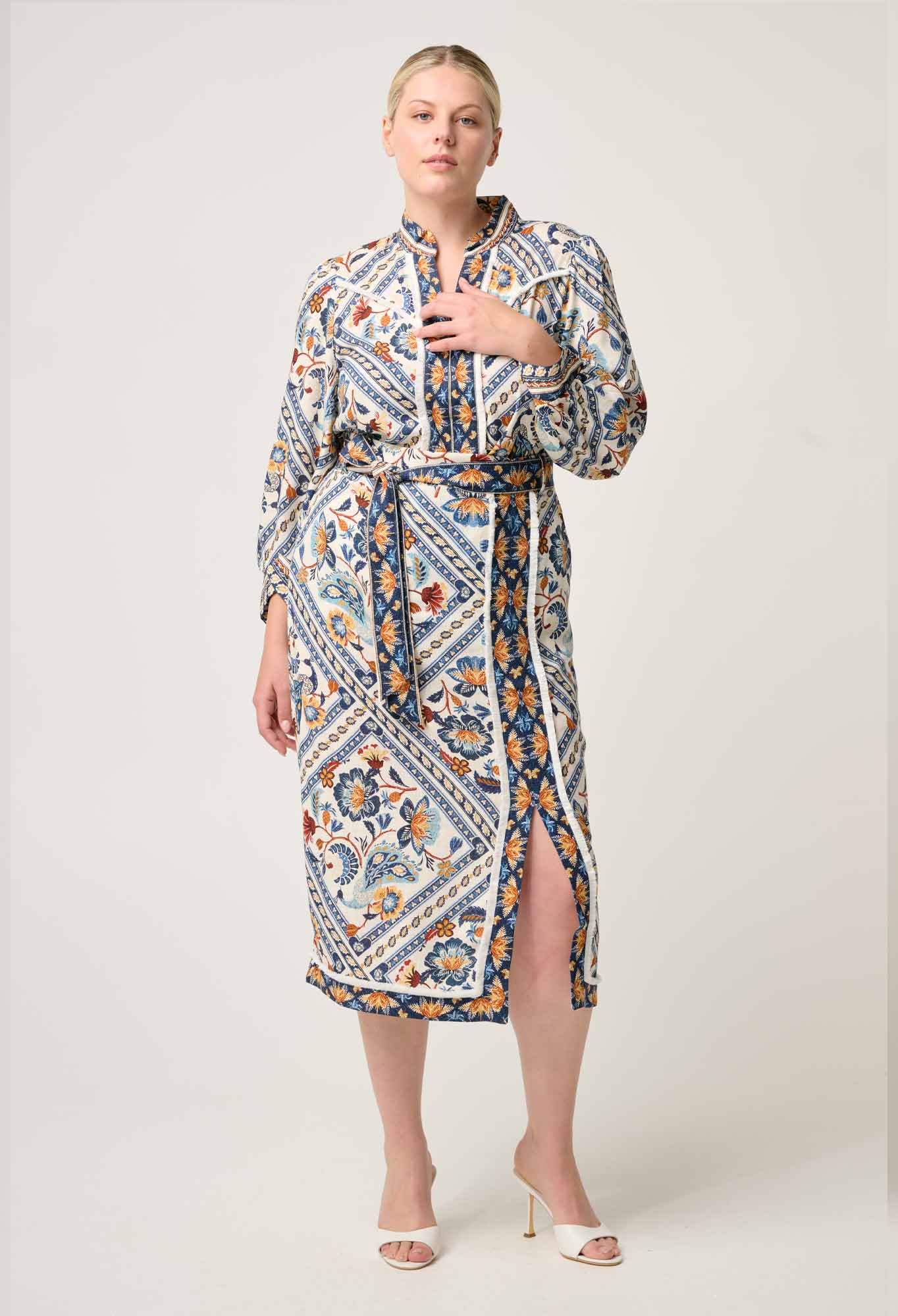 Shop Zenobia Fringe Midi Skirt in Petinos Floros - OnceWas