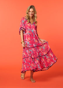 Shop Aari Midi Dress | Rouge Multi - Loobies Story