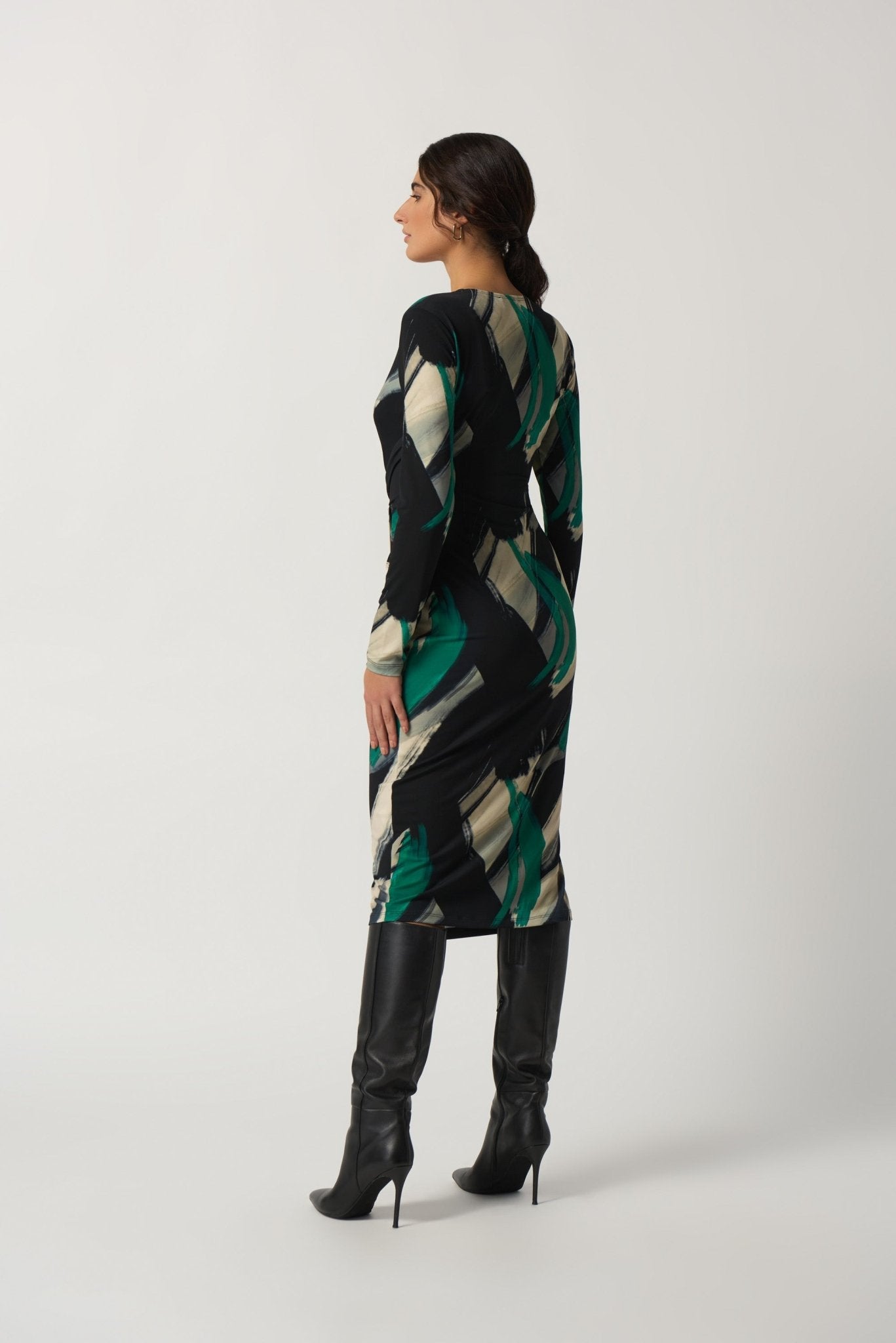 Shop Abstract Print Wrap Dress Style 233127 │ Black Multi - Joseph Ribkoff