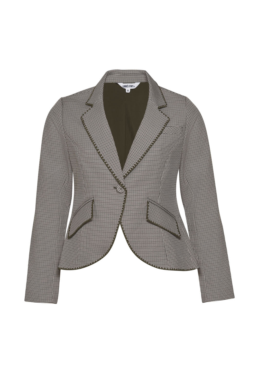 Shop Agatha Jacket | Khaki Houndstooth - Loobies Story