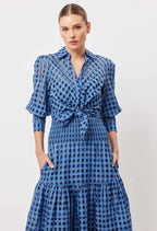 Shop Antigua Cotton Silk Self-Check Shirt | Laguna Blue - ONCEWAS