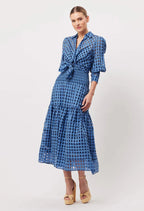 Shop Antigua Cotton Silk Self-Check Shirt | Laguna Blue - ONCEWAS