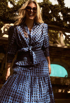 Shop Antigua Cotton Silk Self-Check Shirt | Laguna Blue - ONCEWAS