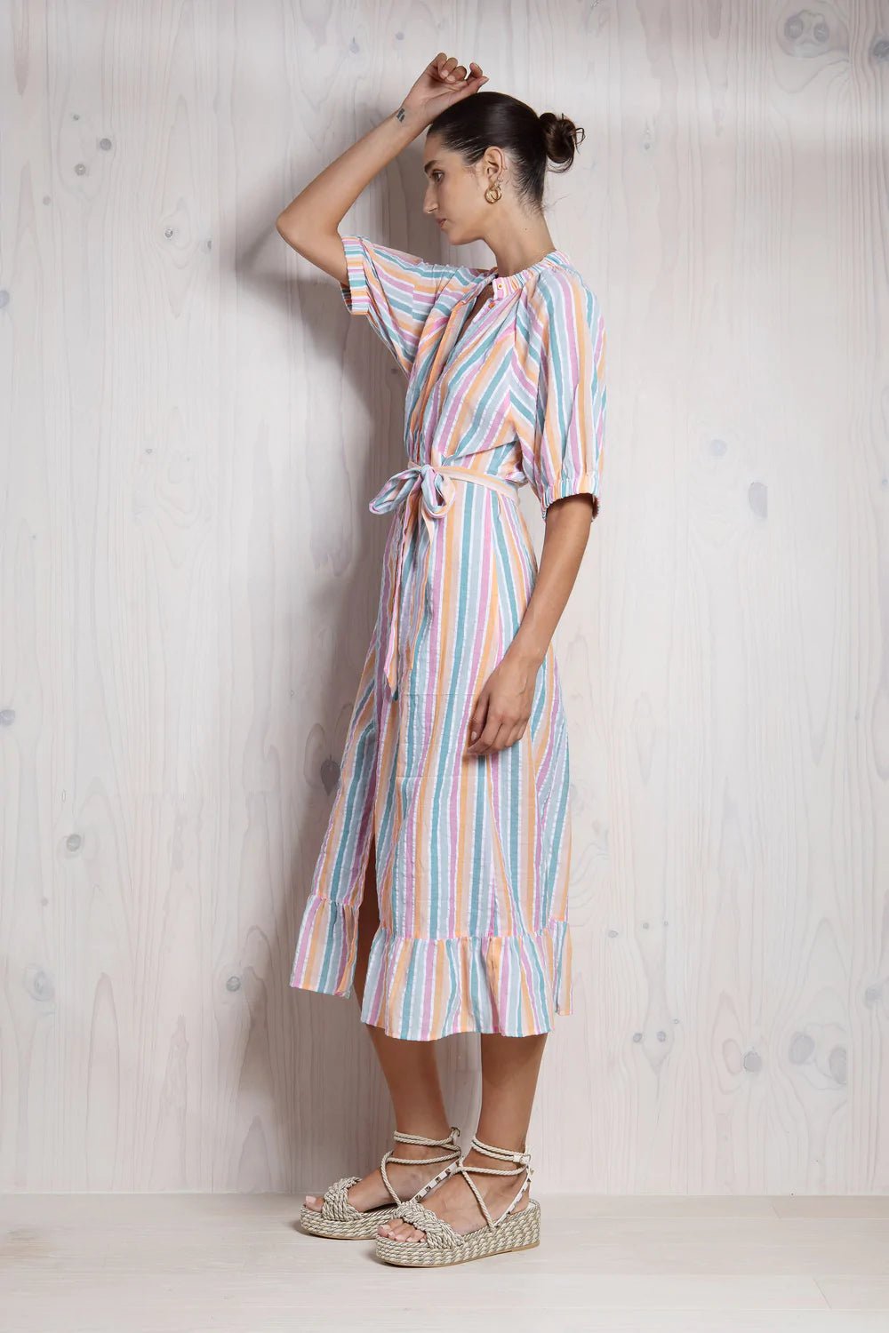 Shop Apollo Midi Dress in Royal Show Stripe Print by Lola Australia - Lola Australia