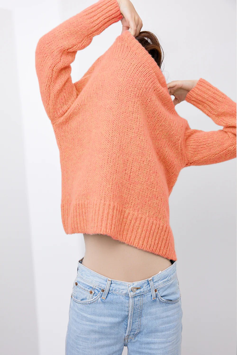 Shop Ari Crew Neck Cashmere Sweater | Mandarin or Violet - Mia Fratino