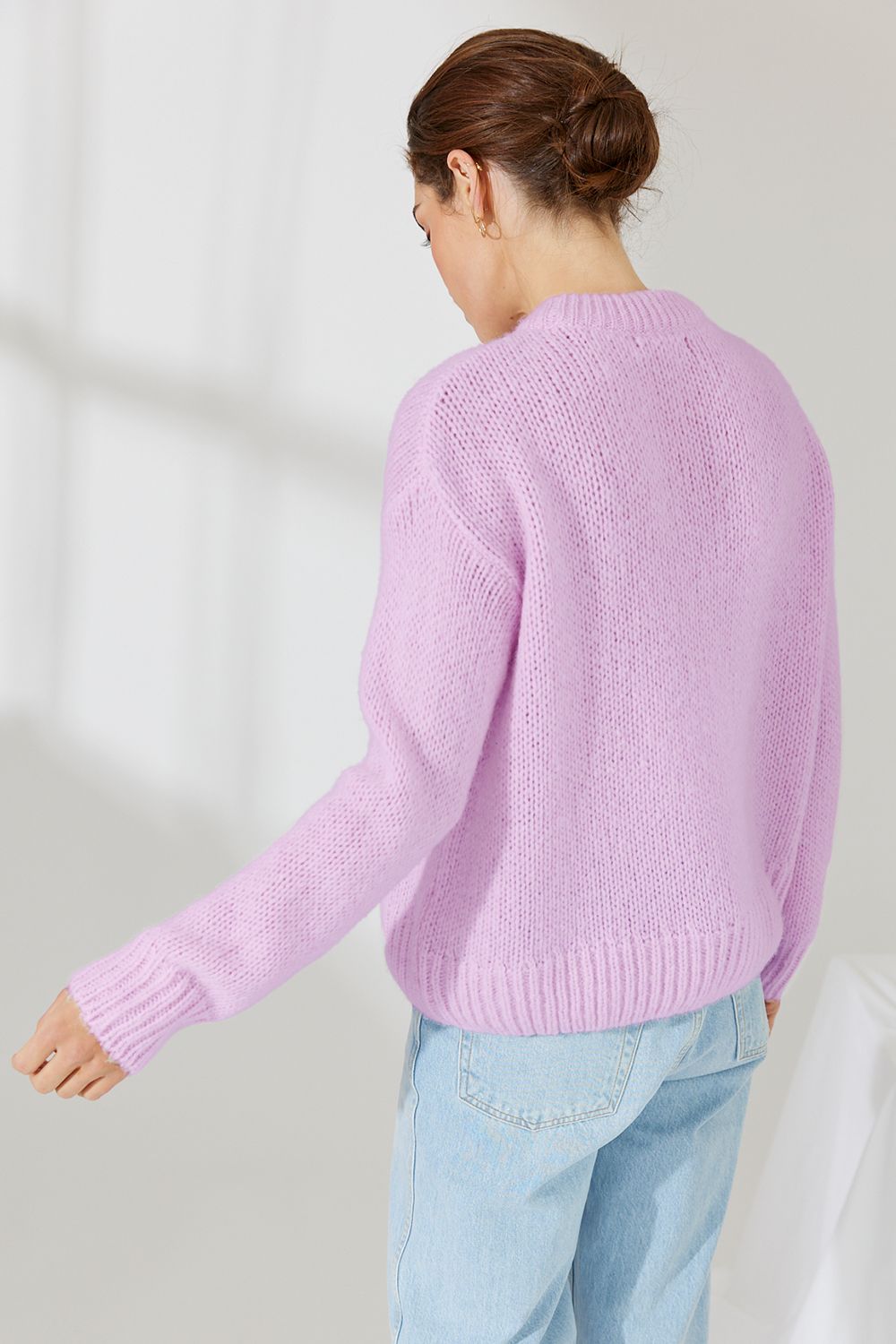 Shop Ari Crew Neck Cashmere Sweater | Mandarin or Violet - Mia Fratino