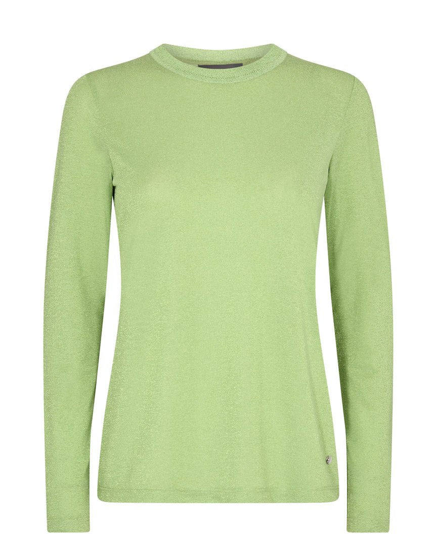 Shop Asio O-Neck Long Sleeve Lurex Tee | Arcadia Green - Mos Mosh